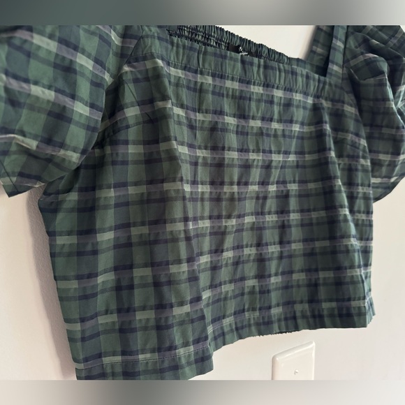 Madewell Hopewell Puff-Sleeve Crop Top in Plaid - Picture 5 of 7